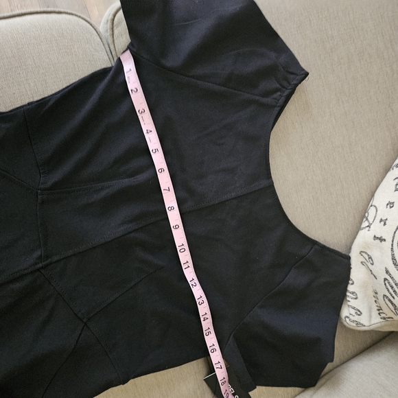 Rebel Sugar black sheath midi dress ahort sleeves v back - Picture 12 of 13